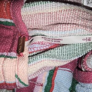 Free People, Colorful Woven Textile Pants with Pink and Green Accents, Size 0